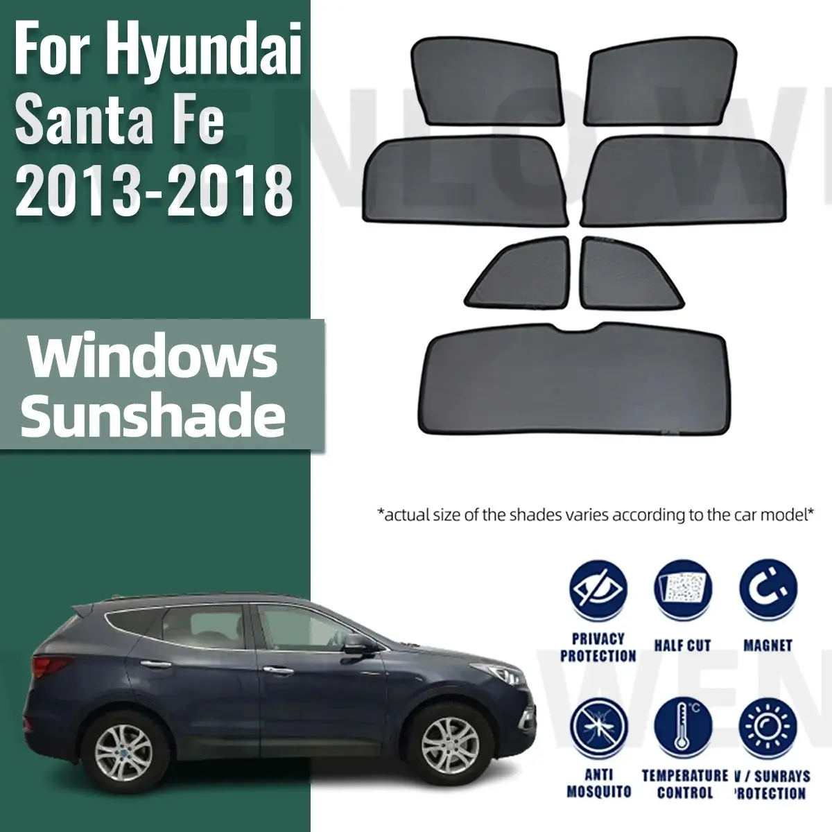 

For Hyundai Santa Fe DM SantaFe 2013-2018 Front Windshield Frame Curtain Magnetic Car Sunshade Shield Rear Side Window Sun Shade