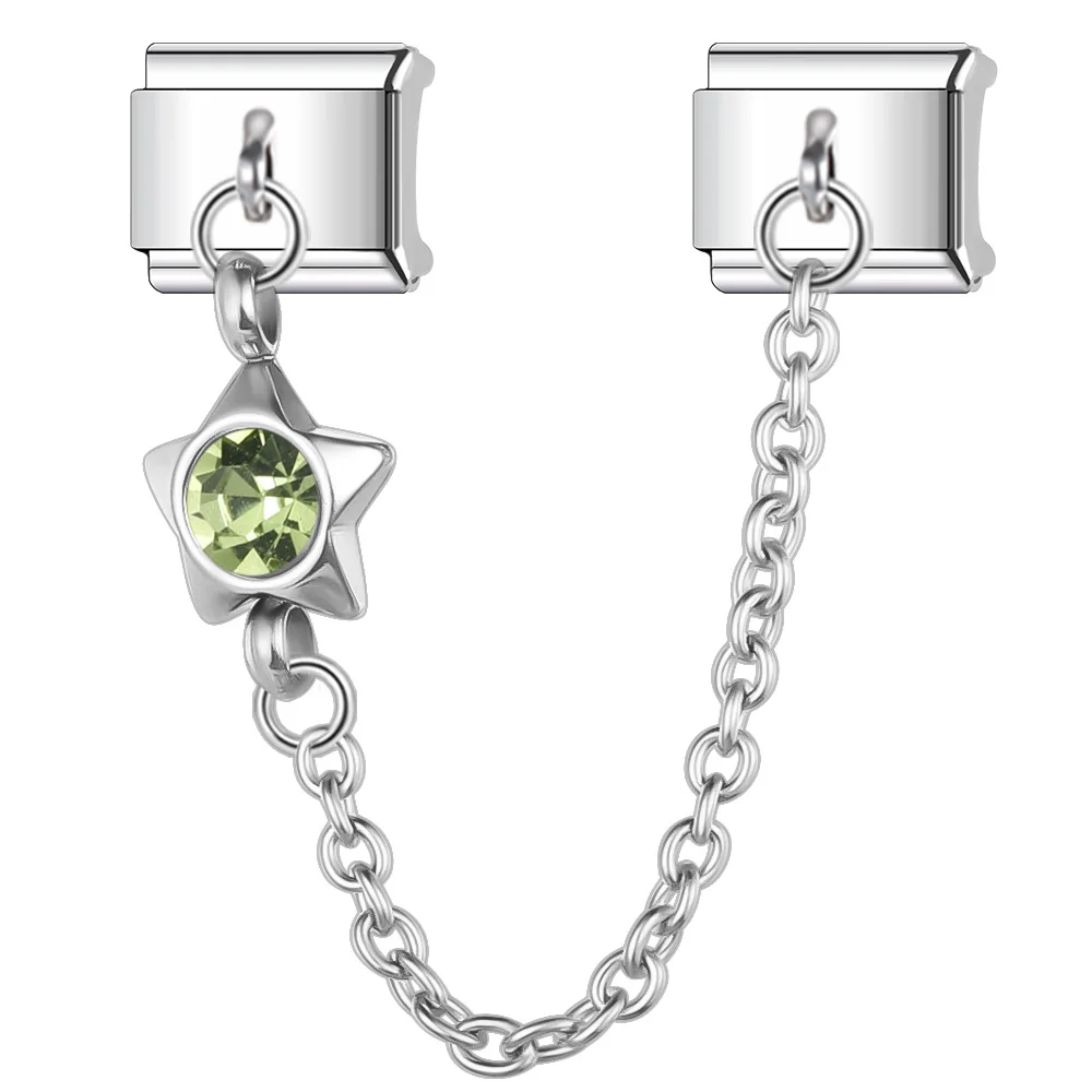 Trusta 2025 Simple Chain Zircon Charm bracelet italian Stainless Steel Pendant Gifts for Women DIY Bracelet Fit 9mm Fashion N679