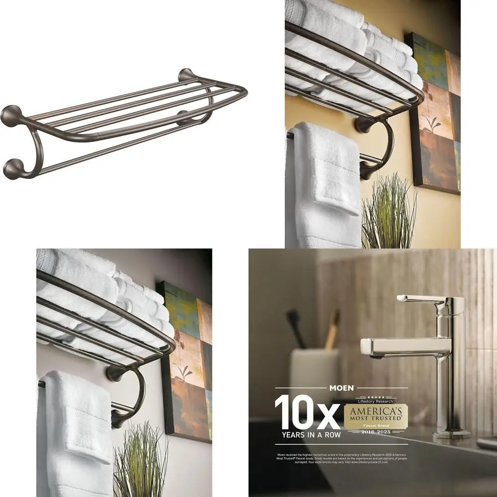 

Elegant Oil-Rubbed Bronze Bathroom Towel Shelf for Hotel Use