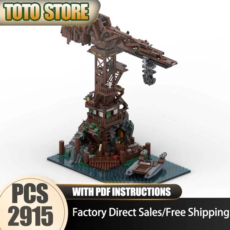 

Moc Building Blocks Modular Harbour Crane Model Technology Brick DIY Assembly Pirate Fortress Construction Holiday Toy Gifts