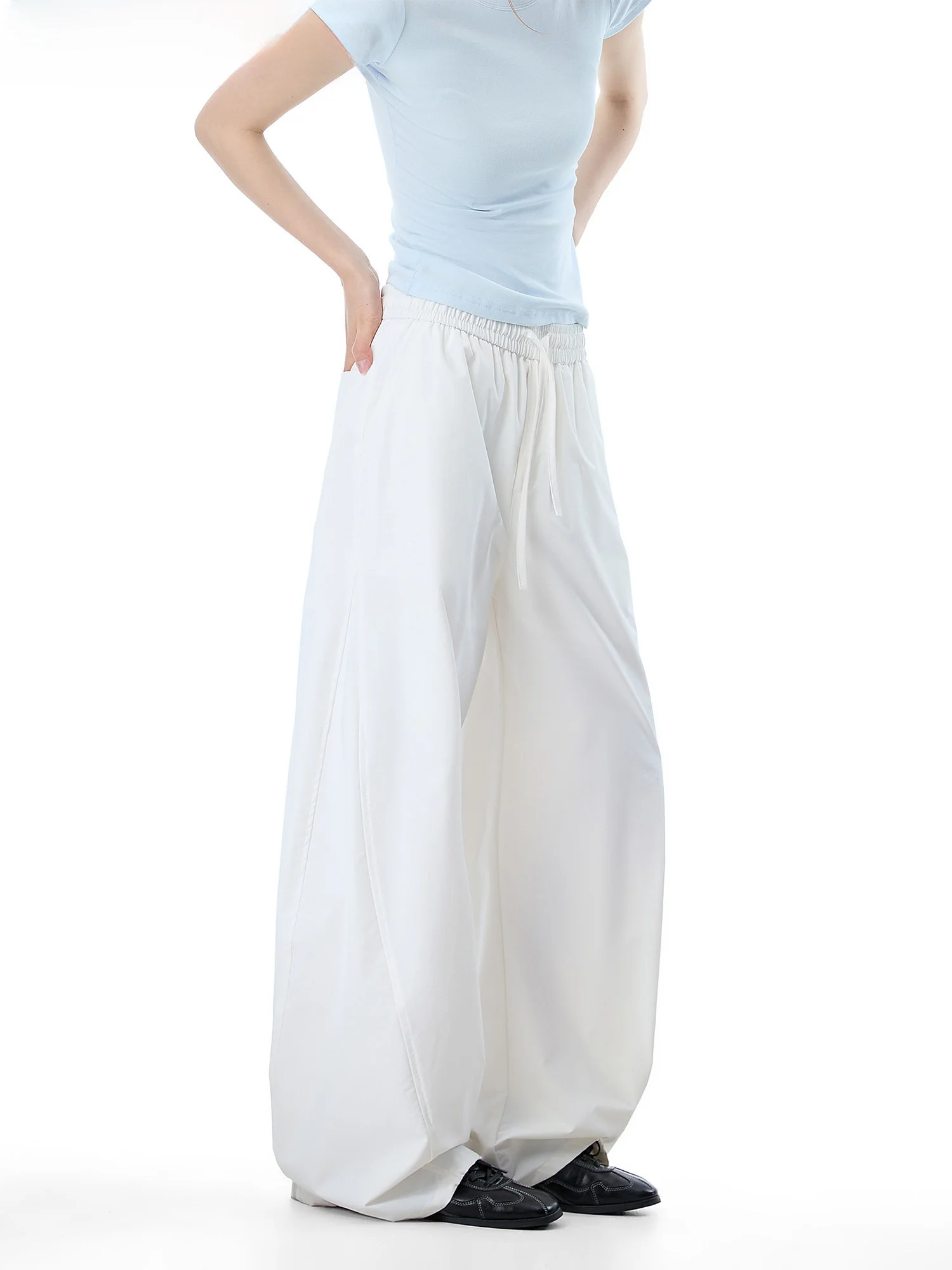 Quick Dry Casual Pants Women Loose Sporty Black Wide Leg Summer Long Pants Comfortable Breathable Nylon Polyester Blend