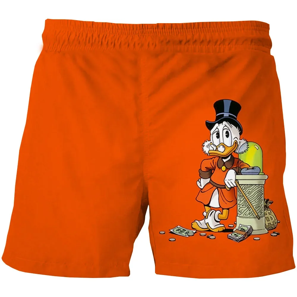 Calção de pato Donald masculino, estampado Disney 3D, roupa de praia havaiana, nova moda, verão