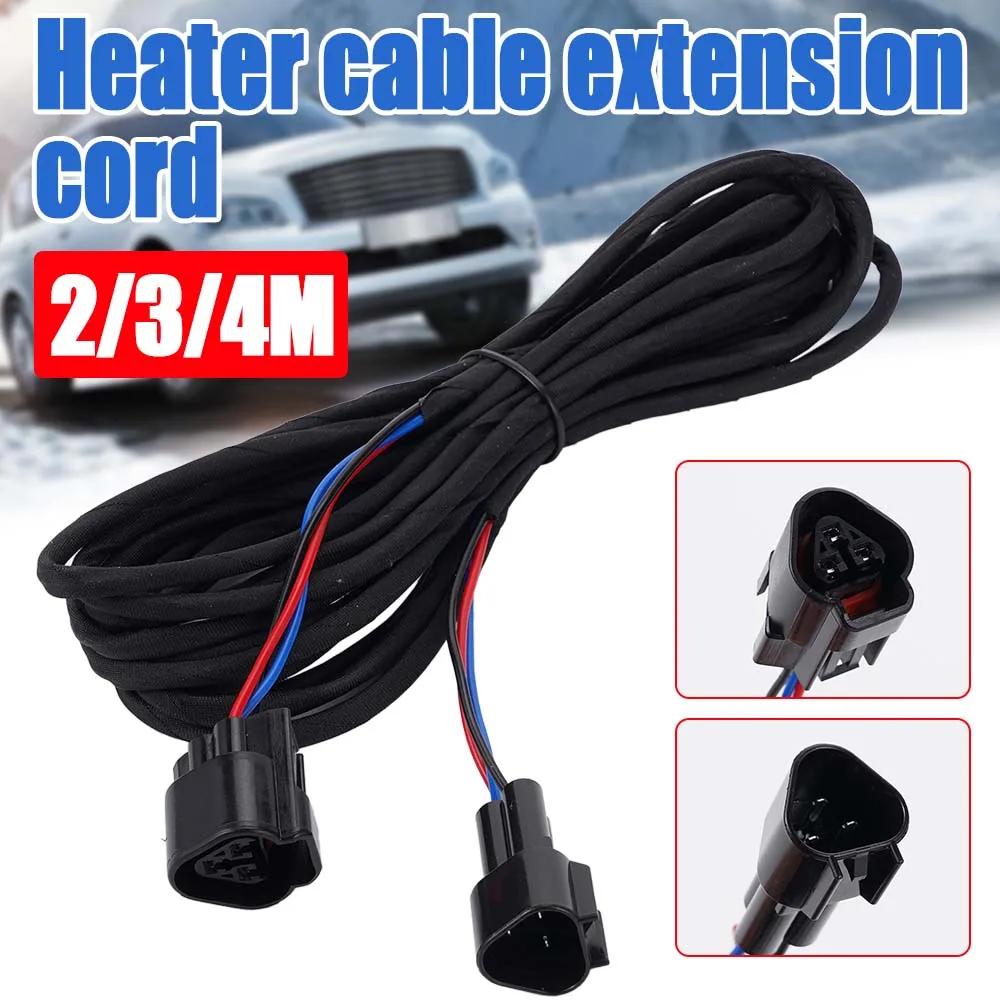 2/3/4M Wiring Harness Kit Black Plug Dual Head Parking Heater Universal LCD Switch Parking Heater Extension Cable for Truck Van