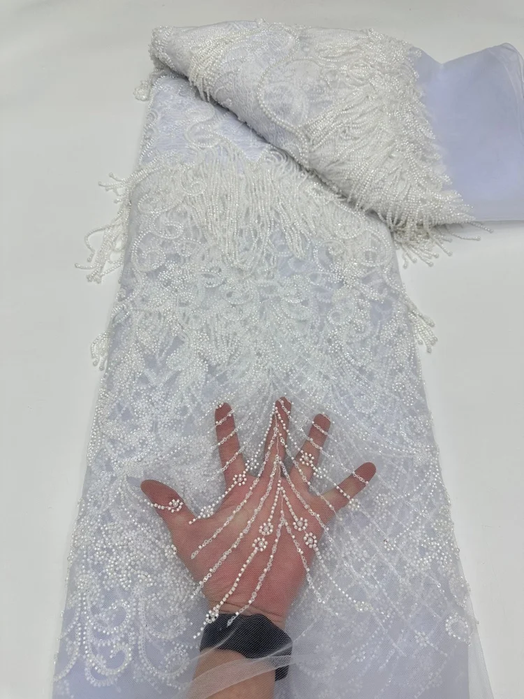 Handmade Embroidery Beads fringe,High end French Exquisite Design,Super Quality Sequins tassel lace,For Party Evening Dress