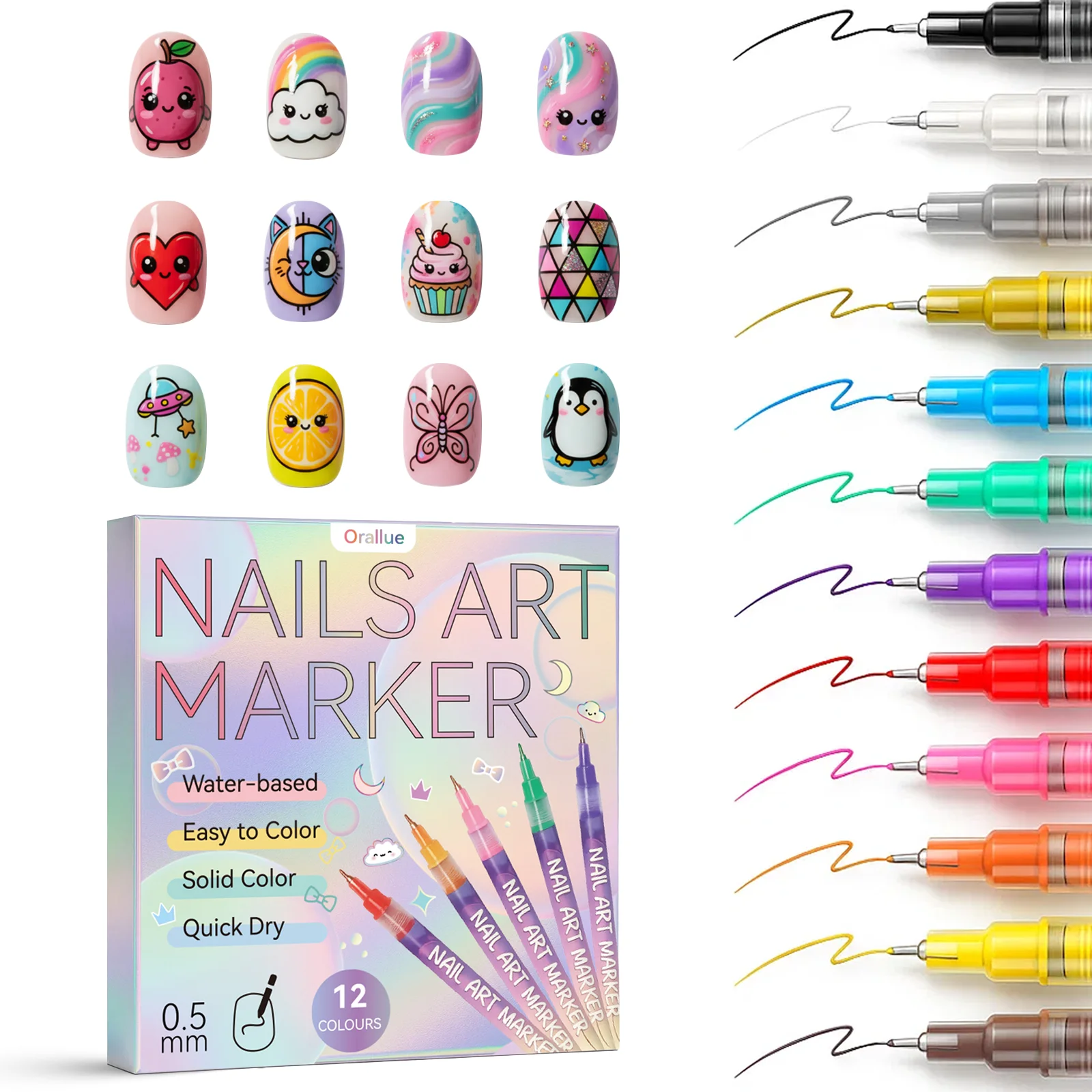 네일 아트용 빠른 건조 아크릴 페인트 마커 색상 유지 네일 포인트 페인팅 라이너 펜 네일 아트 디자인 홈 DIY