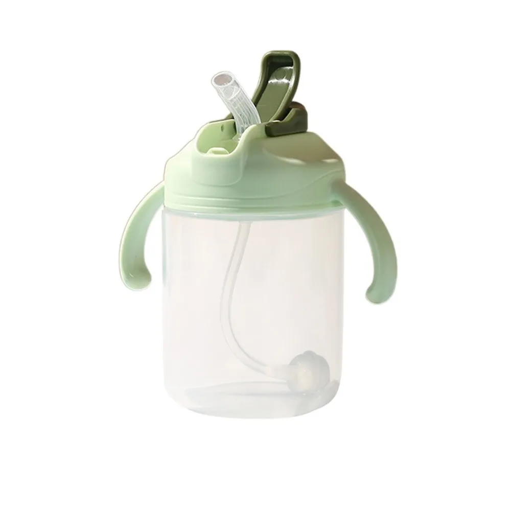 

Leak-proof Toddler Water Bottle Drop-resistant Portable Baby Straw Drinking Cup Dual Handle Double Use Learning Water Container