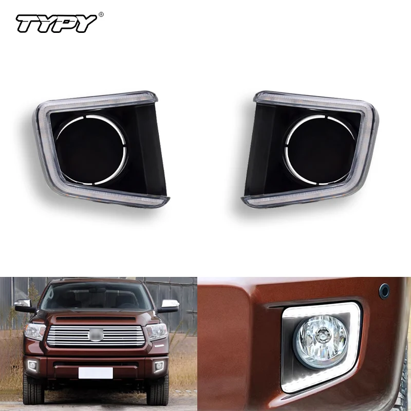 

2 шт. светодиодные дневные ходовые огни водонепроницаемый желтый указатель поворота бампер DRL противотуманные фары для Toyota Tundra 2014-2021