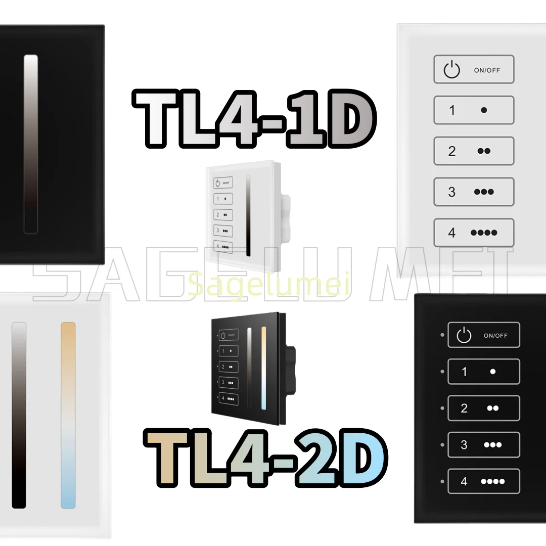 

TL4-1D/TL4-2D DC24V 1 Zone or 4 Zone Wall Mounted Touch Key DALI Panel DALI Bus Master Match with RF 2.4G Single/Multiple zone