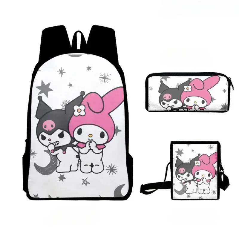 Sanrio Hello Kitty Kuromi 3Pcs/Set Student Primary and Middle Cartoon School Bag Notebook Backpacks Lunch Pencil Bag Kids Gift