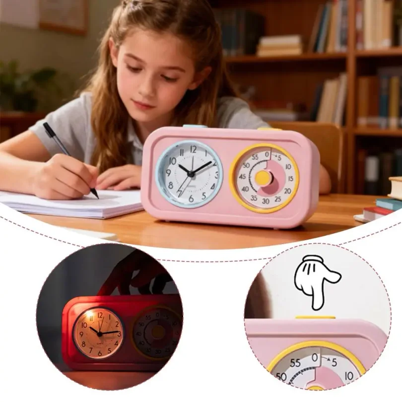 Kids Silent Timer Dual Screen Visual Time Manager Alarm Clock For Study Homework Countdown Teaching Tool Wholesale