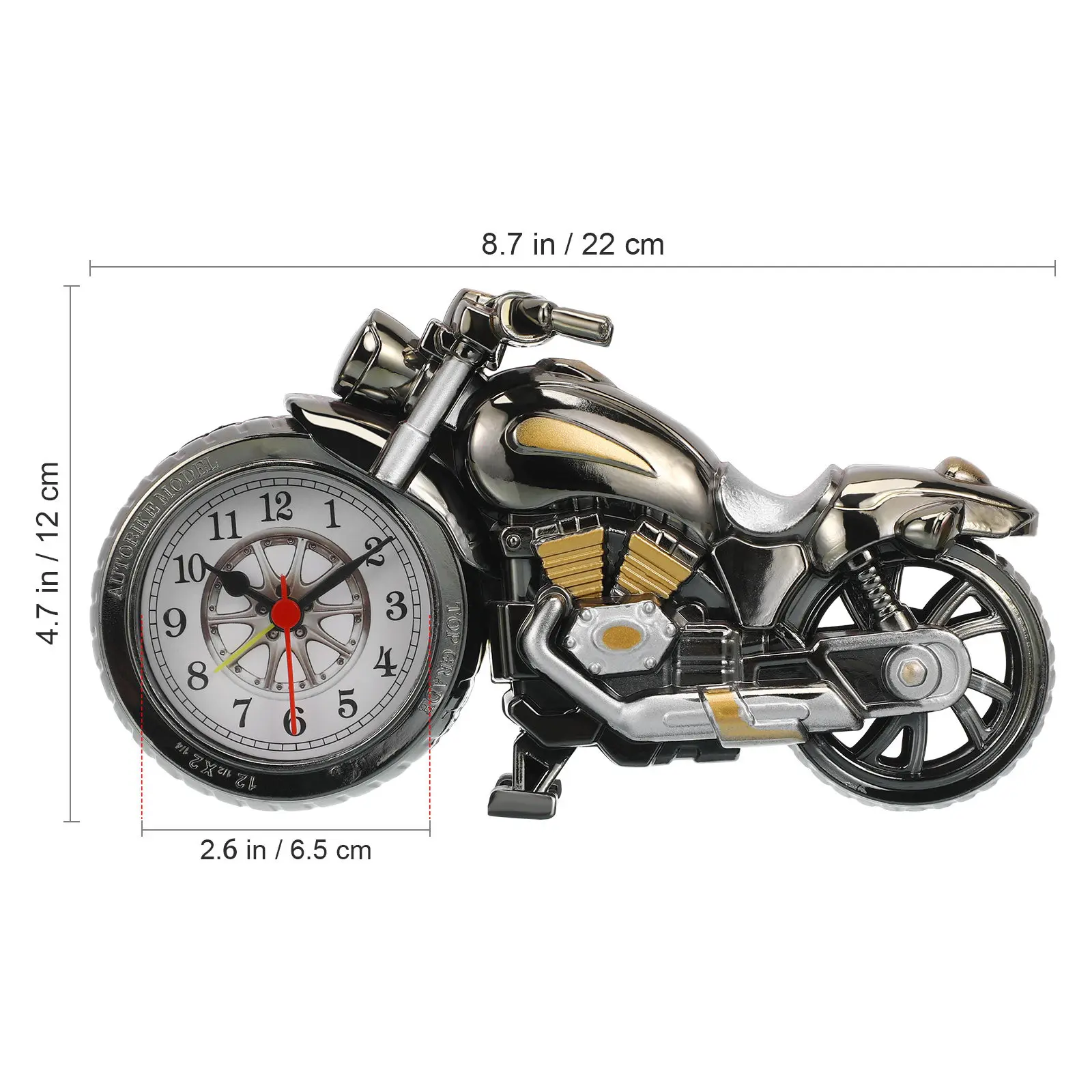 Vintage Motorcycle Alarm Clock Unique Design Quartz Core Accurate Timing Creative Gift for Motor Lovers Home Decoration Battery