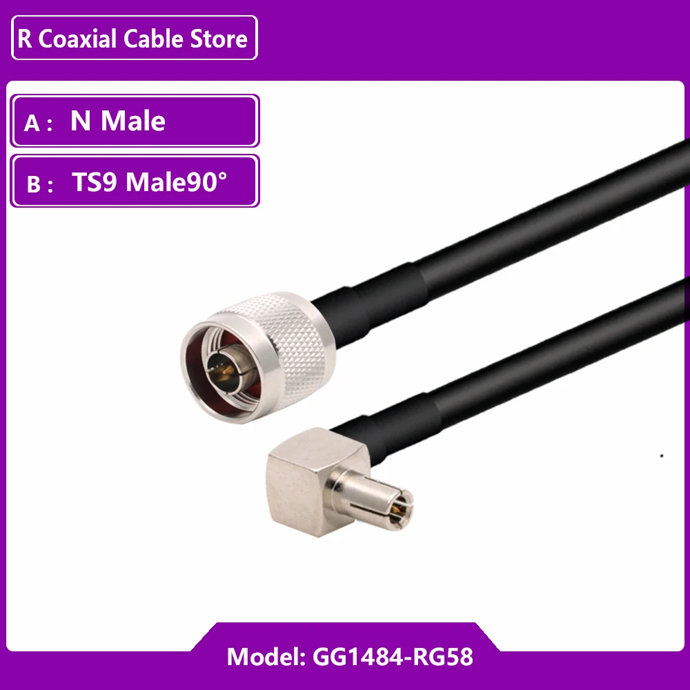 N Male to TS9 CRC9 Male Right Angle 90 Degree Plug 50 Ohm USB Modem Extension Cord Jumper Pigtail RG58 Cable RF Coaxial Cable