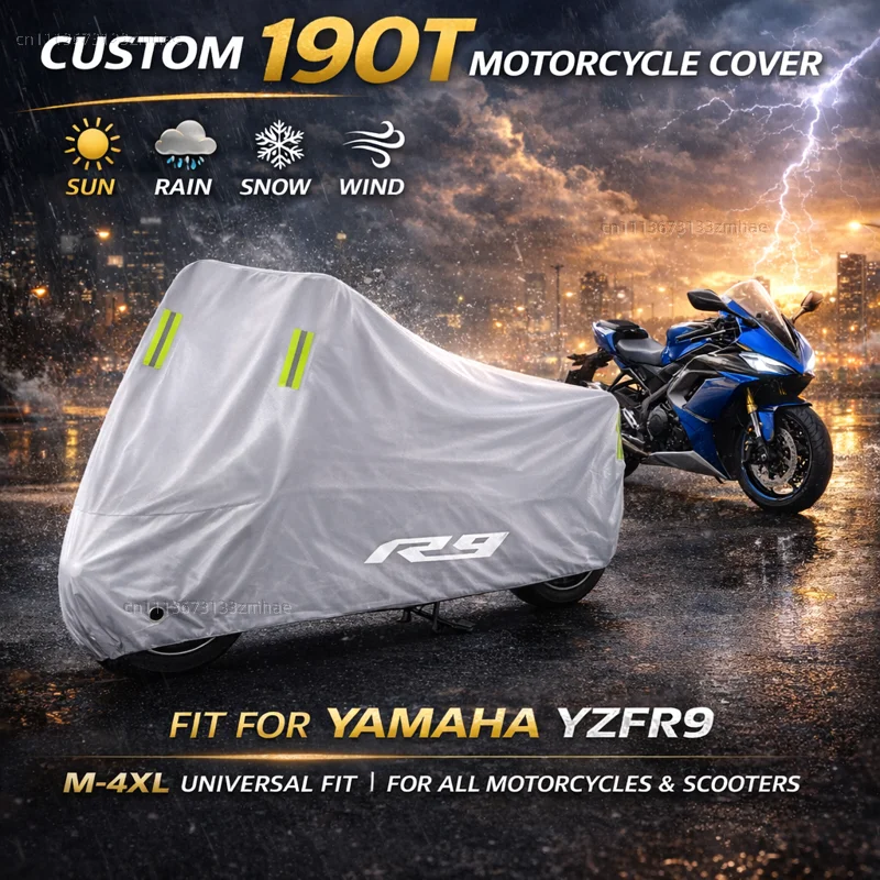 

For YAMAHA YZFR9 YZF-R9 YZF R3 R6 R7 R9 2025 Motorcycle Cover Waterproof Heavy Duty Outdoor Rain Dust Sun Protector