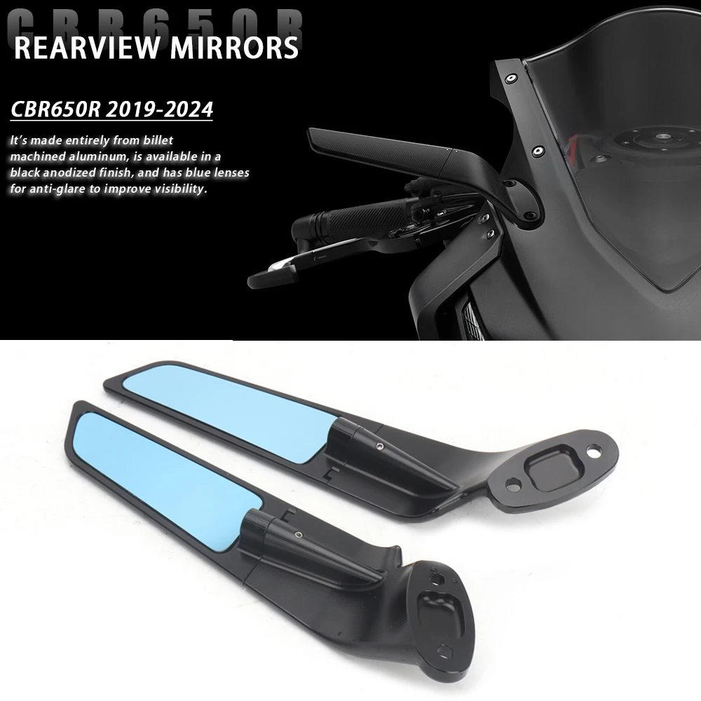 CBR 650R 2019 - 2024 CNC Aluminum Motorcycle Rear View Mirrors Blue Anti-glare Mirror For Honda CBR650R CBR 650 R cbr650r