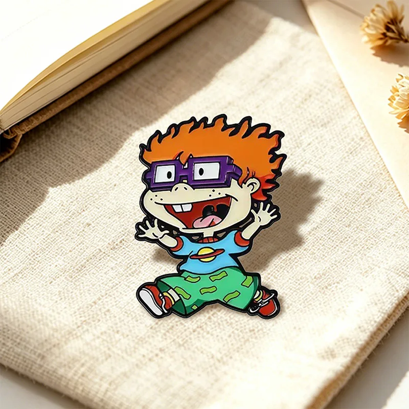 Funny Character Pins 4-style Enamel Metal Cartoon Boy Girl Dinosaur Pin On Bags Clothes Lapel Badge Fashion Accessories Gifts view 2