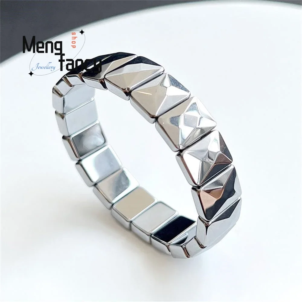 

Natural Terahertz THz Cut Terasilica Hot & Cold Dual Effect Hand Row Bracelet Exquisite Fashion Couple Fine Jewelry Holiday Gift