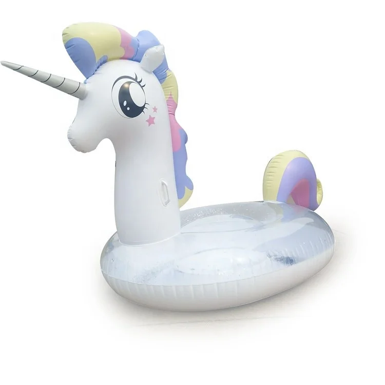 

Colorful Transparent Inflatable Unicorn Float Large Pool Ride-On Toy