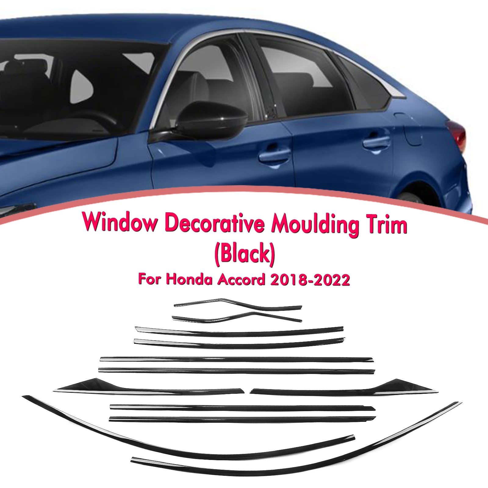 

Exterior Window Trim Strip Titanium Black Door Waterproof Seal Shade Moulding Decorative For Honda Accord 2018-2022