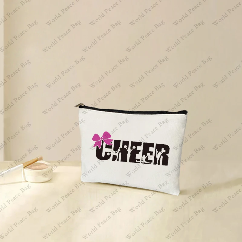 

1pc cheer gift pattern Makeup Bag, Travel Toilet Storage Bag, Party Gift Zipper Organizer, Cosmetic Pouch For Makeup Lightweight