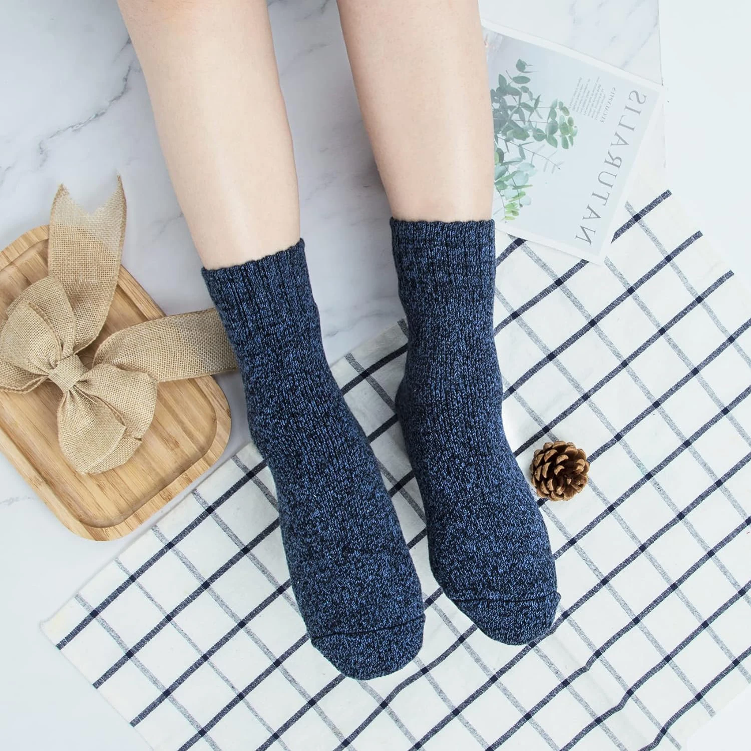 

CZHIYAO 5 Pairs Fashion Socks for Women,Stocking Stuffers Gifts for Women Mom Her Boot Warm Soft Crew for Winter Hiking Running