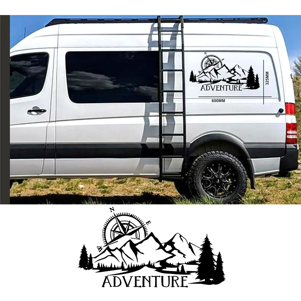 Car Stickers for Large Adventure Vinyl Sticker Camper Van Motorhome Decal Mountain Compass Wall