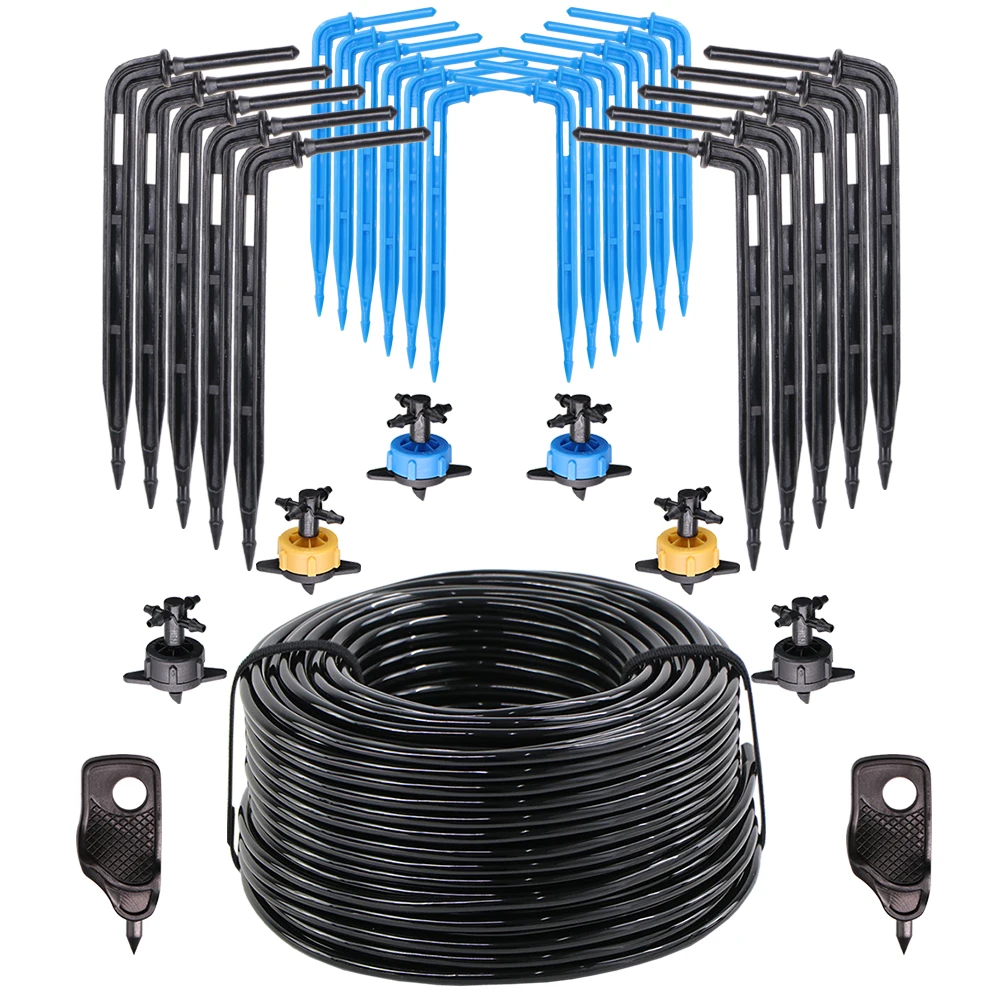 High-quality 1/8'' Bend Arrow Drip Irrigation Watering System Kit 2L 4L 8L/H Dropper 3/5mm Hose 4-Way Connector for Greenhouse