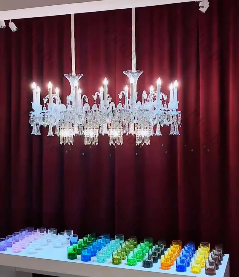 Modern Luxury Crystal Chandelier light For Dining Room Long Hanging lamp for Kitchen Island  Creative Art Chorme Pendant Light