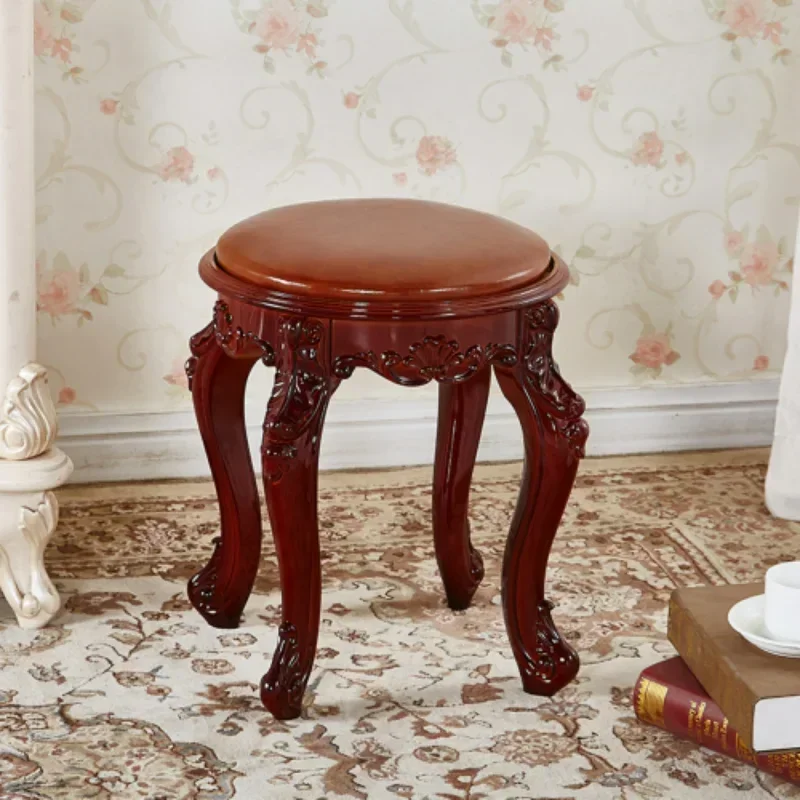 

European Style Makeup Chair – Guzheng Piano Stool, Classical Dresser Seat, American Round Stool, Small Living Room Bench.