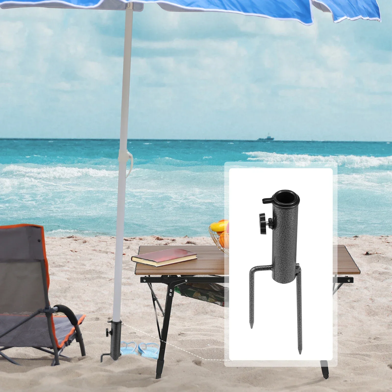 4Pcs Stake Parasol Stand Iron Spike Beach Umbrella Holder With Two Fork Adjustable Spike Parasol Holder for Outdoor Beach Lawn image 5