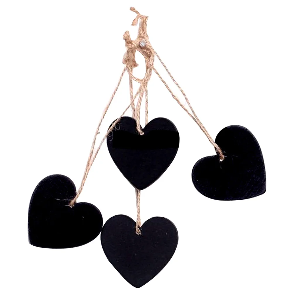 10 Pcs Wooden Tag Tags with Rope Decor Make up Heart-shaped Gift Decorative Label