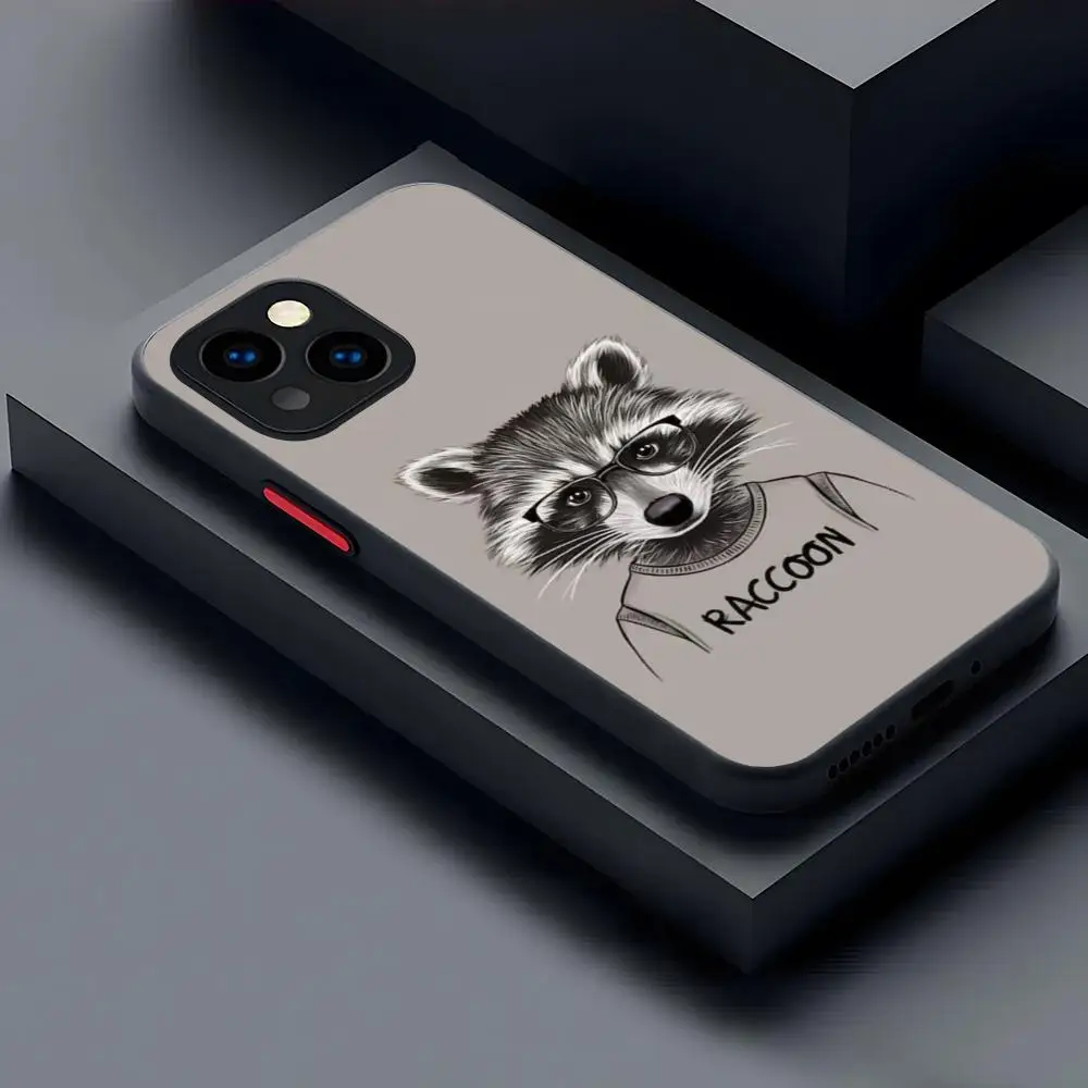 Raccoon Rascal casing ponsel Matte transparan, penutup belakang 16 15 IPhone 12 11 13 Pro Max X XR XS 8 SE Mini Plus