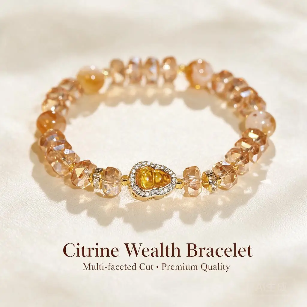 Ins Luxury Chinese Style Faceted Citrine Gourd Beaded Bracelet For Women Elegant Dainty Luxury Hand Jewelry Daily Party Wear