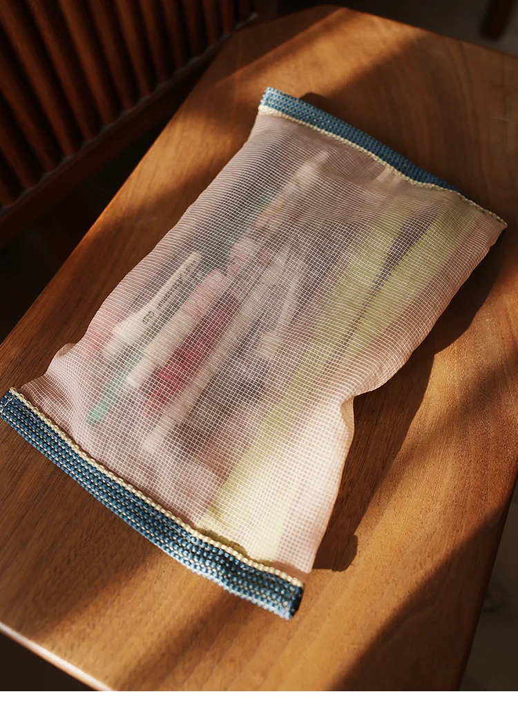 Translucent Mesh Nylon Storage Bag ID Bag Travel Ticket Data Line Pen Storage Portable Thin Foldable Cosmetic Bag Pencil Case
