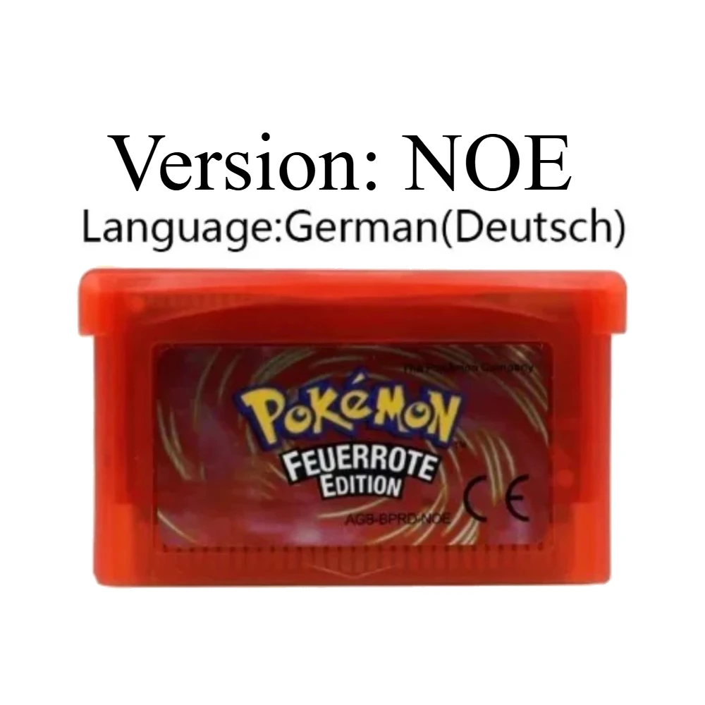 Germany GBA Deutsch Game Pokemon Series 32 Bit Video Game Cartridge Console Card Pokemon Emerald FireRed Ruby LeafGreen Sapphire