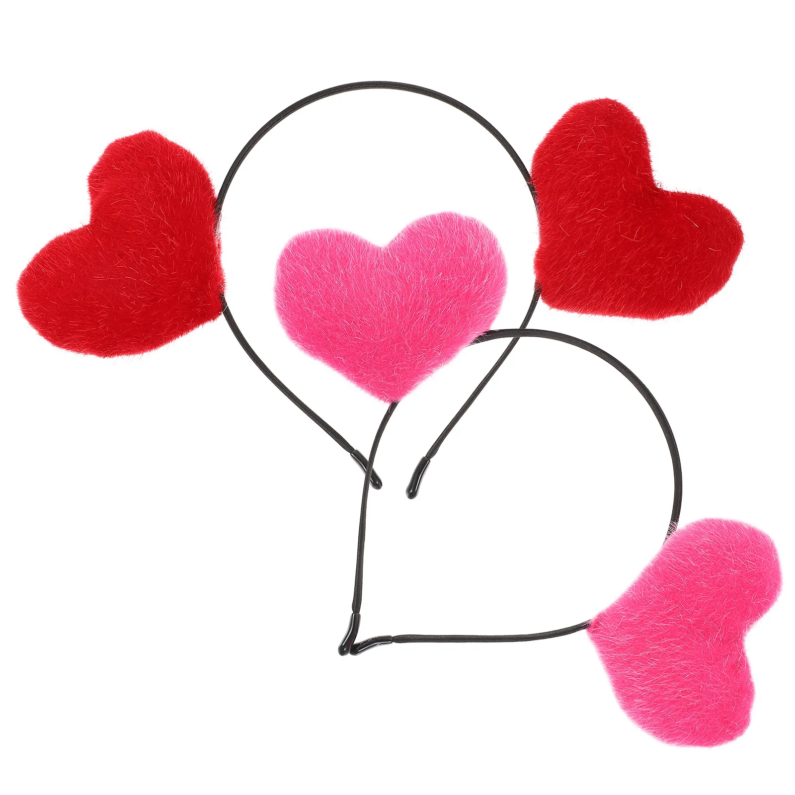 

2Pcs Heart Shape Valentine's Day Hairband Red Headpiece Festival Party Hair Hoops Delicate Hair Accessories Party Supply