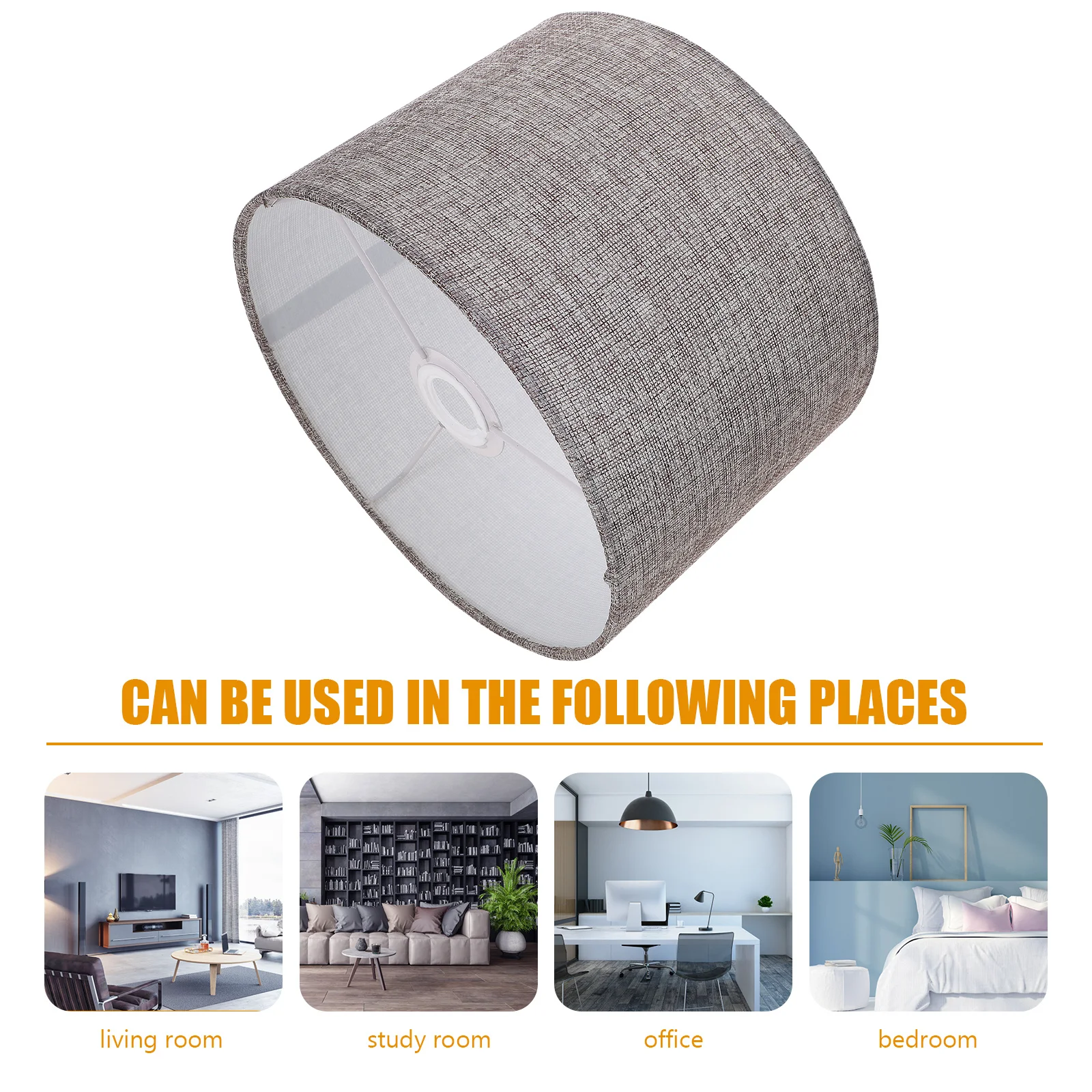 غطاء مصباح أسطواني 12.5X18.5In النسيج المعدني ريفي غطاء خفيف لمكتب الطابق الجدول مصباح استبدال السرير مكتب المنزل #2