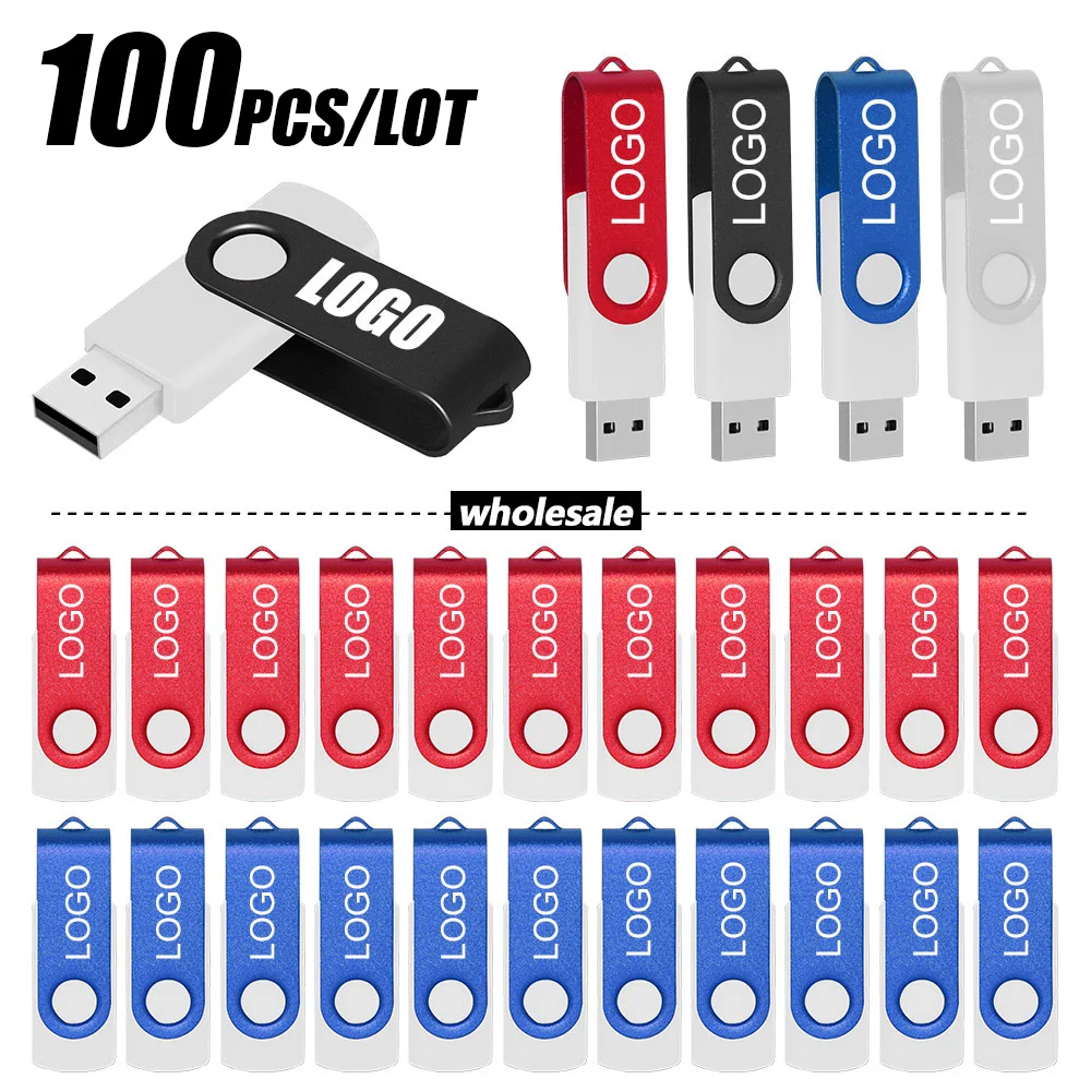 

100pcs Wholesale Free Custom Logo Metal Pendrive 128MB 1GB 2GB 4GB 8GB 16GB USB 2.0 Flash Drive 32GB 64GB Memory Stick