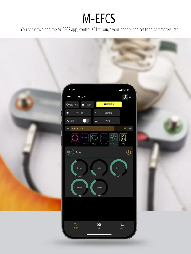 Kokko KE1 Multi-Functional Guitar Effects Processor 36 Presets 6 Effect modules Noise Reduction Boost Modulation Delay Reverb