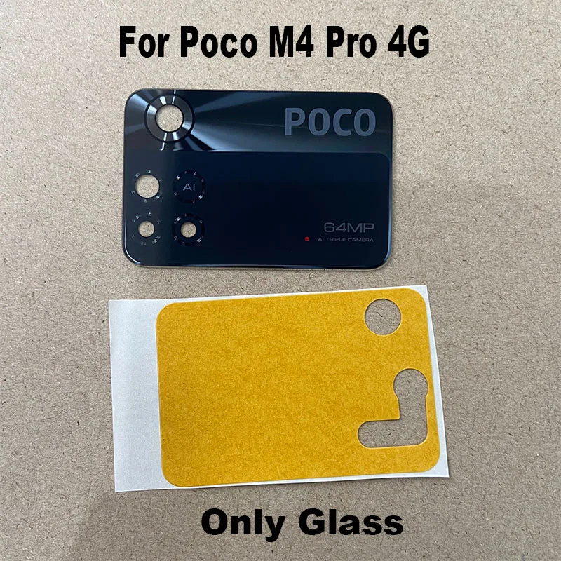 For Xiaomi Poco M4 Pro 4G Back Camera Glass Lens Camera Lens Glass With Frame Cover Smartphone Replacement Parts