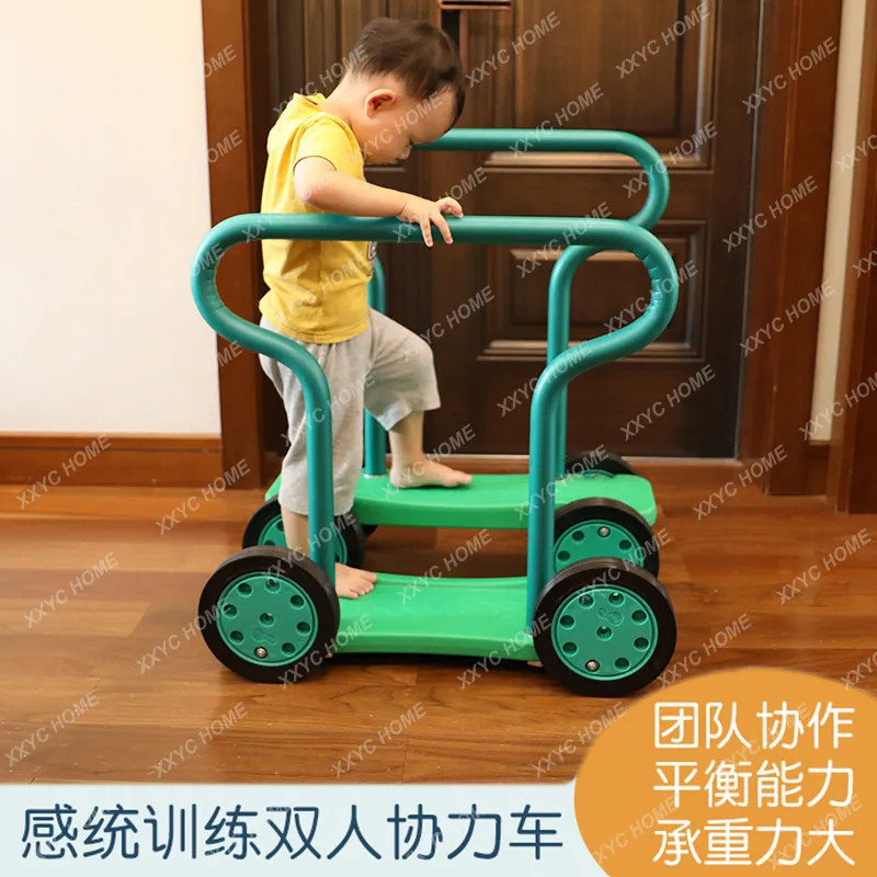 TTDouble pedaling cooperative car indoor sports children's sensory integration training equipment vestibular balance six-wheeled