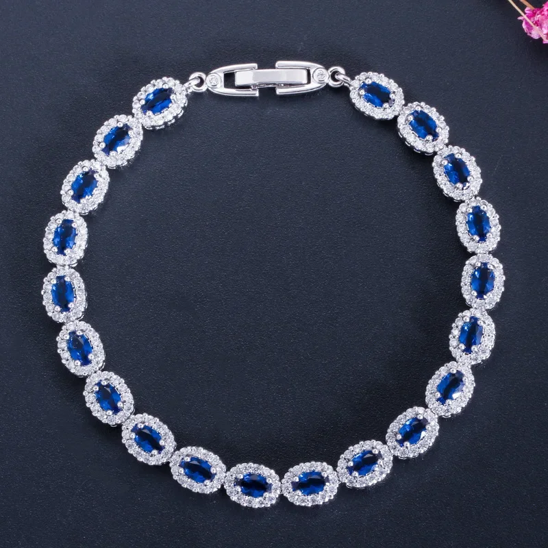 Fashion Women\'s Oval Large Cubic Zirconia Tennis Bracelet Wedding Dinner Party Jewelry Anniversary Gift