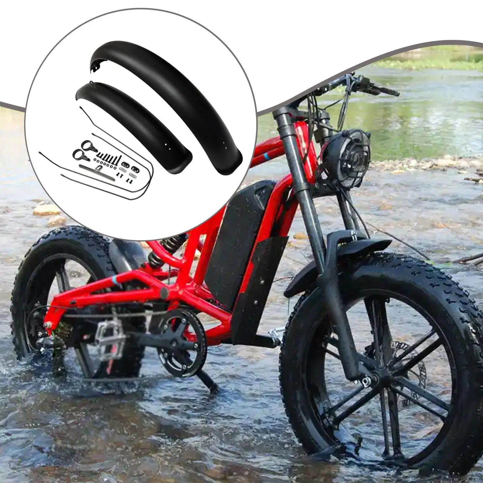

Fat Tire Bike Fender Complete Rear Front Mudguard for 26 Inch Electric Fat Tire Bicycle Accessories