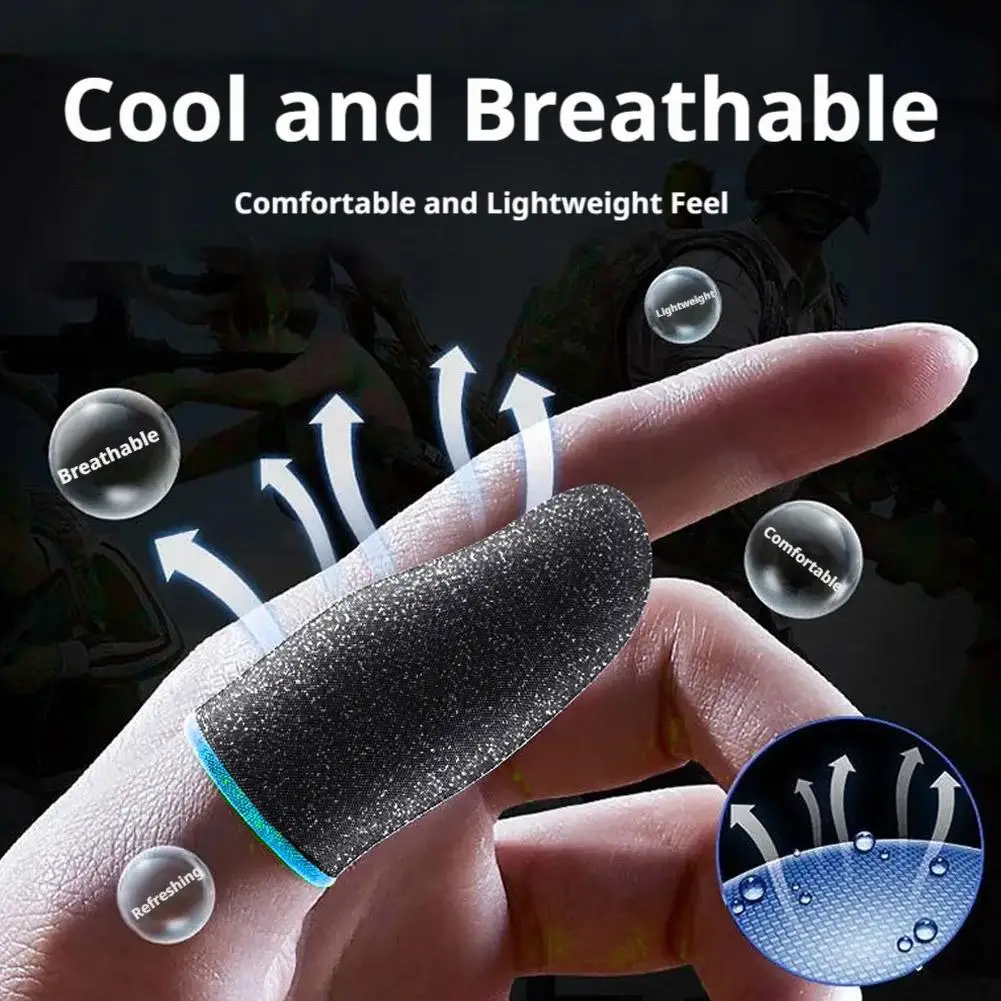 1 Pair Gaming Finger Sleeve Breathable Fingertips Games Anti-Sweat Touch Screen Finger Cots Cover Sensitive Mobile Touch Glove ﻿