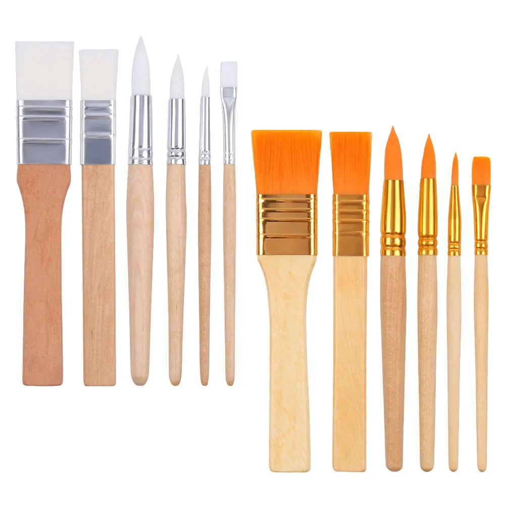 

12Pcs Children Paint Brush Set Wear-Resistant Portable Painting Brushes for Acrylic Watercolor Drawing Supplies
