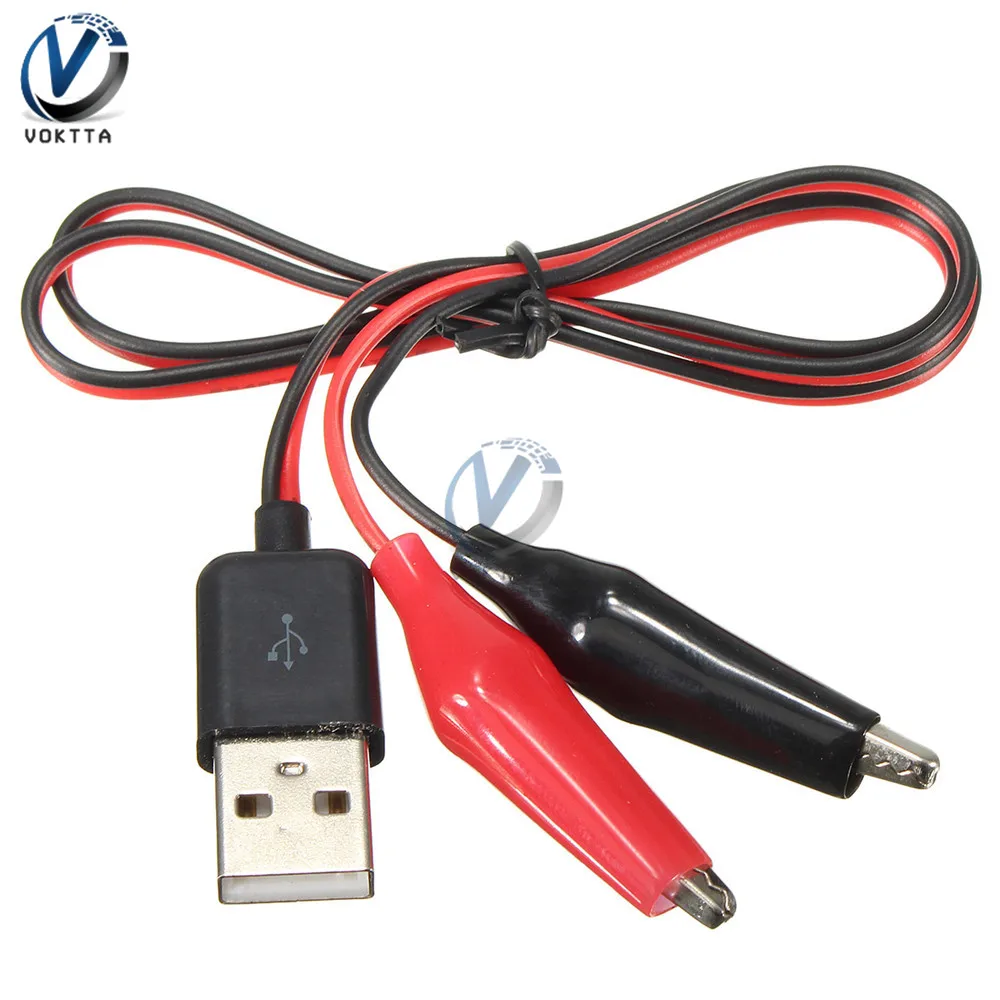 5/10pcs 58CM Alligator Test Cilp To USB Male Connector Power Supply Adapter Crocodile Test Clamp Clip Power Cable