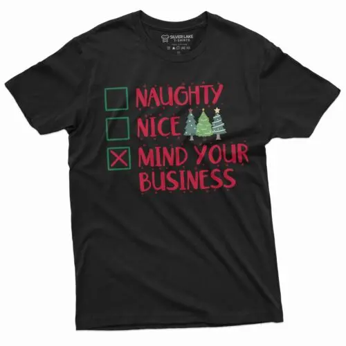 Men's Funny Christmas T-shirt mind your business Santa Xmas funny Tee shirt