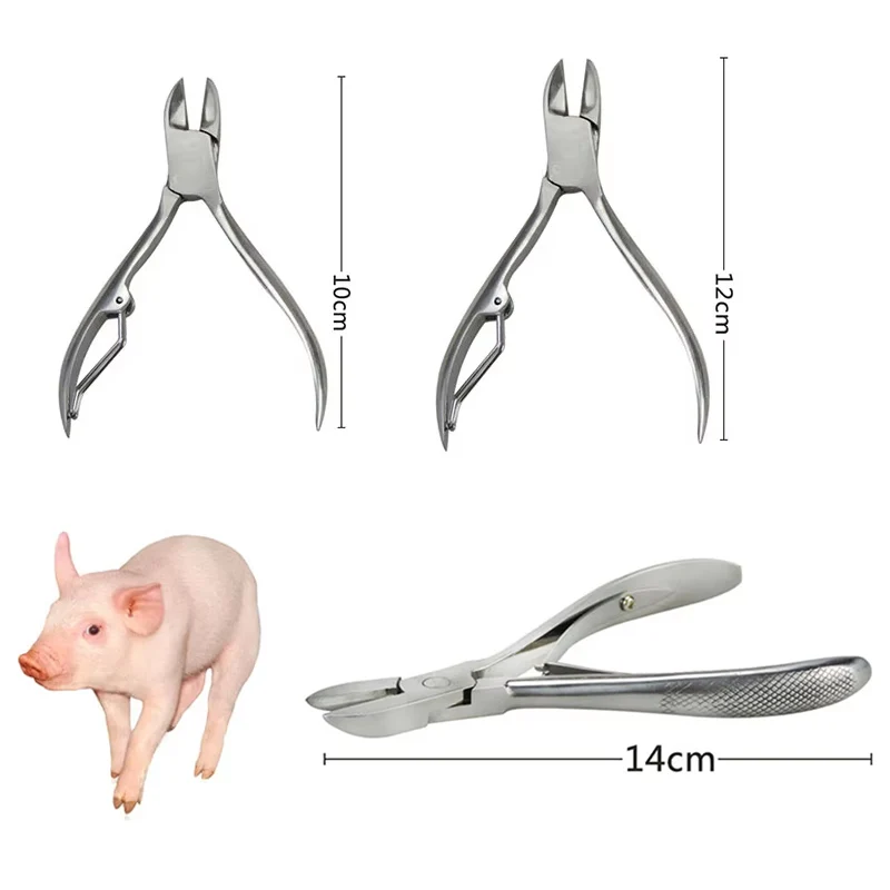 Alicates de dientes de corte de cerdito de acero inoxidable, 10cm, 12cm, 14cm, alicates de conejo, alicates de dientes rotos de cerdo, herramientas para animales de granja