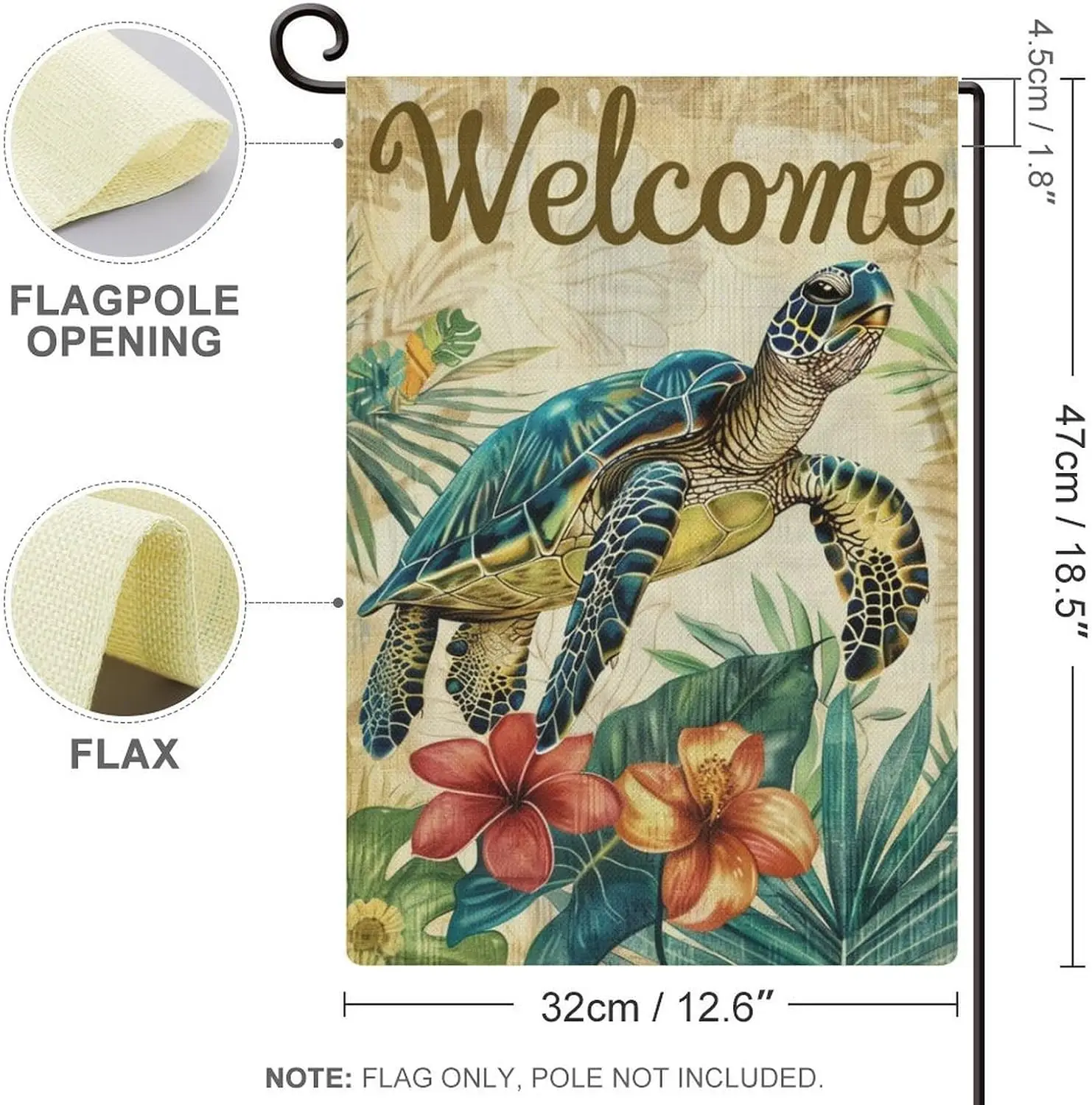 Welcome Sea Turtle-5 Garden Flag 12x18 Inch Double Sided for Outside Small Burlap Yard Flag, style