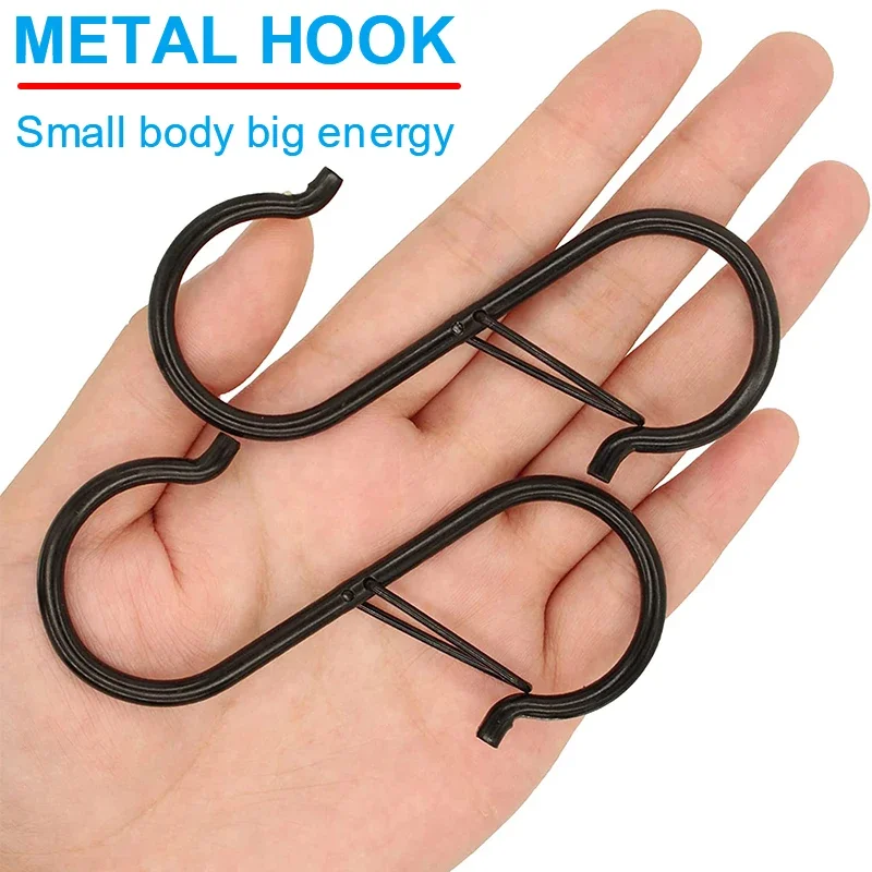 5-100Pcs Metal S-Shape Hooks For Hanging,Safety Buckle Design Metal S Hook,Kitchen Organizer Pot Rack,For Bag Clothes Closet Rod