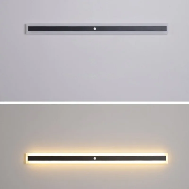 Lâmpada de parede moderna Long Strip com Sensor de Movimento, Luz LED impermeável, Iluminação exterior, Sala de estar, Jardim, varanda, IP65